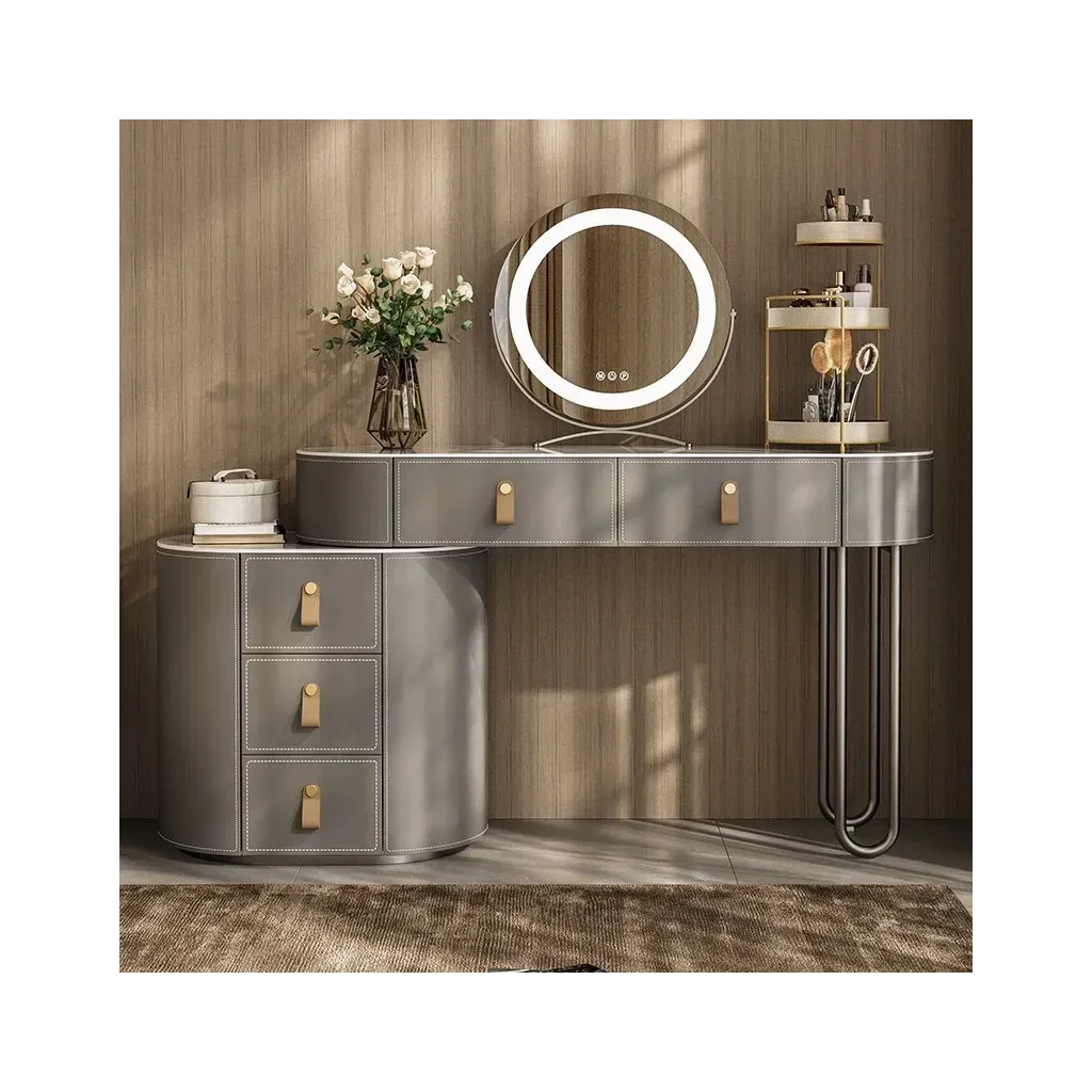 High-end solid wood dressing table with foldable bedside
