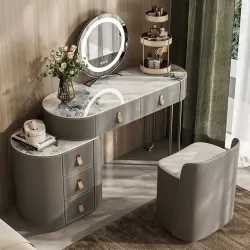 High-end solid wood dressing table with foldable bedside