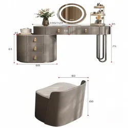 High-end solid wood dressing table with foldable bedside