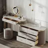 Luxury dressing table with built-in stone cabinet, solid wood dressing table for bedroom