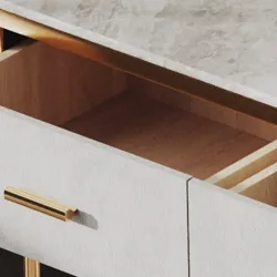 Luxury dressing table with built-in stone cabinet, solid wood dressing table for bedroom