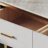 Luxury dressing table with built-in stone cabinet, solid wood dressing table for bedroom