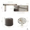 Luxury dressing table with built-in stone cabinet, solid wood dressing table for bedroom