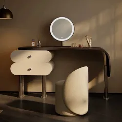 Luxury dressing table with built-in stone cabinet