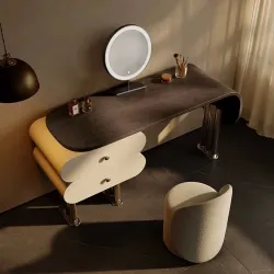 Luxury dressing table with built-in stone cabinet