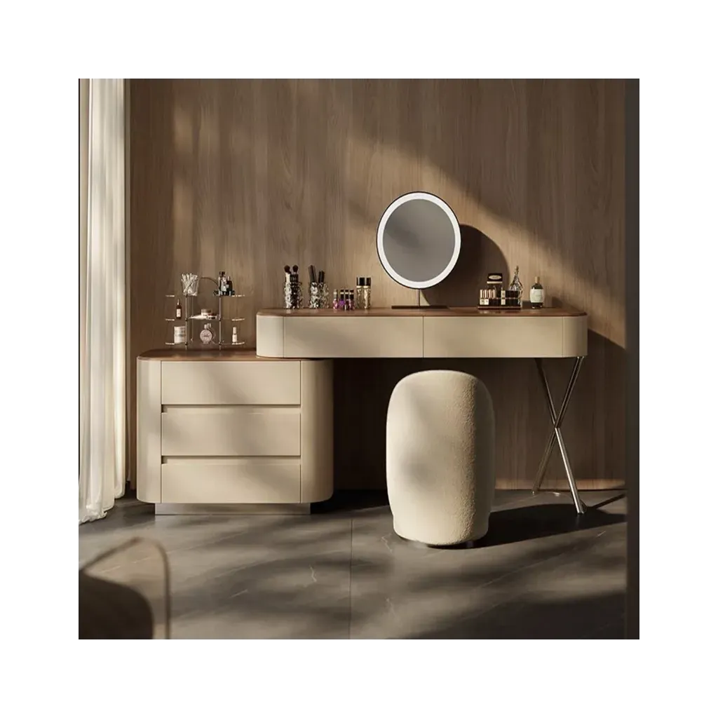 Corner dressing table combines the design of a high-end luxury bedroom dressing table