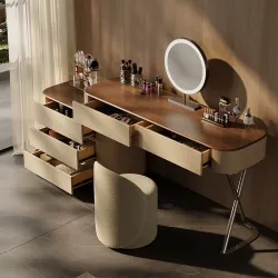 Corner dressing table combines the design of a high-end luxury bedroom dressing table