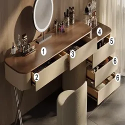 Corner dressing table combines the design of a high-end luxury bedroom dressing table