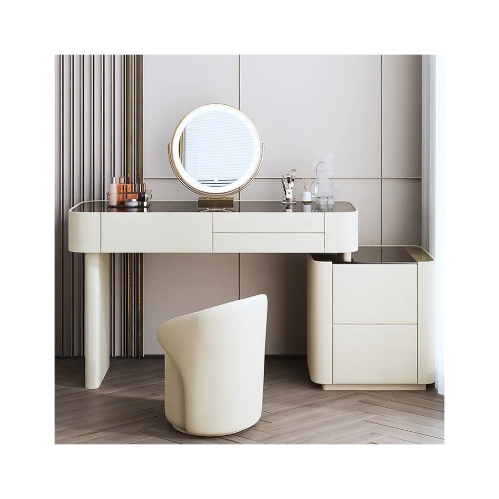 Dressing table upholstered in leather