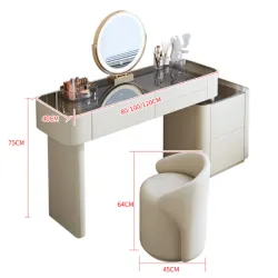 Dressing table upholstered in leather