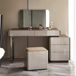 Dressing table set with high-gloss coated wood top