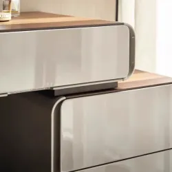 Dressing table set with high-gloss coated wood top