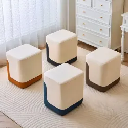 LuxeWood Leather Stool