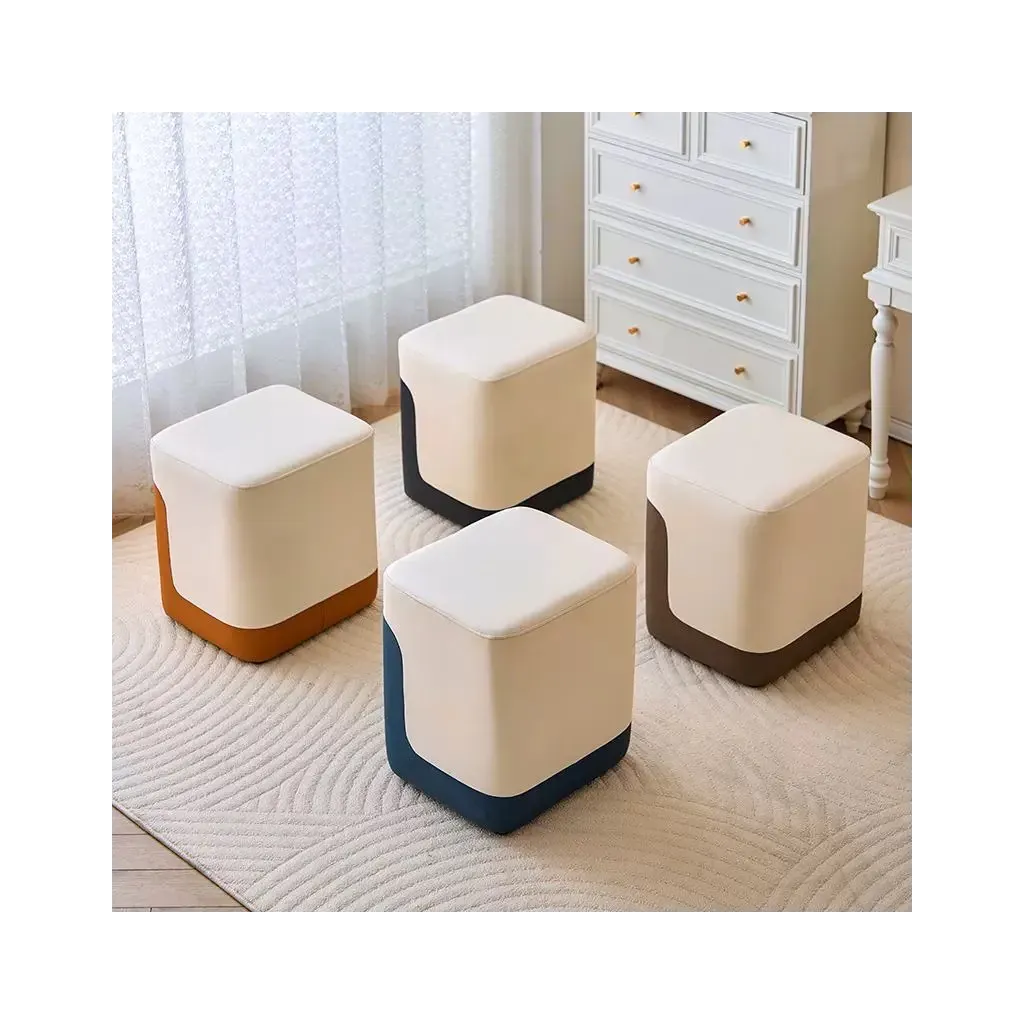 LuxeWood Leather Stool
