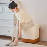 LuxeWood Leather Stool