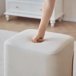 LuxeWood Leather Stool