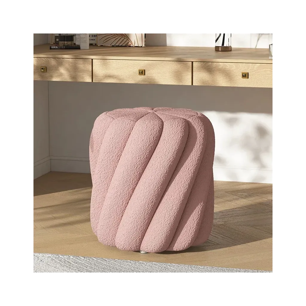 Sheep Leather Round Ottoman