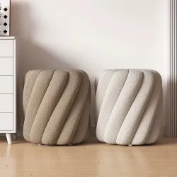 Sheep Leather Round Ottoman