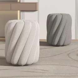 Sheep Leather Round Ottoman