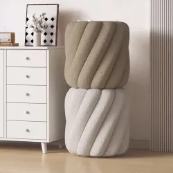 Sheep Leather Round Ottoman