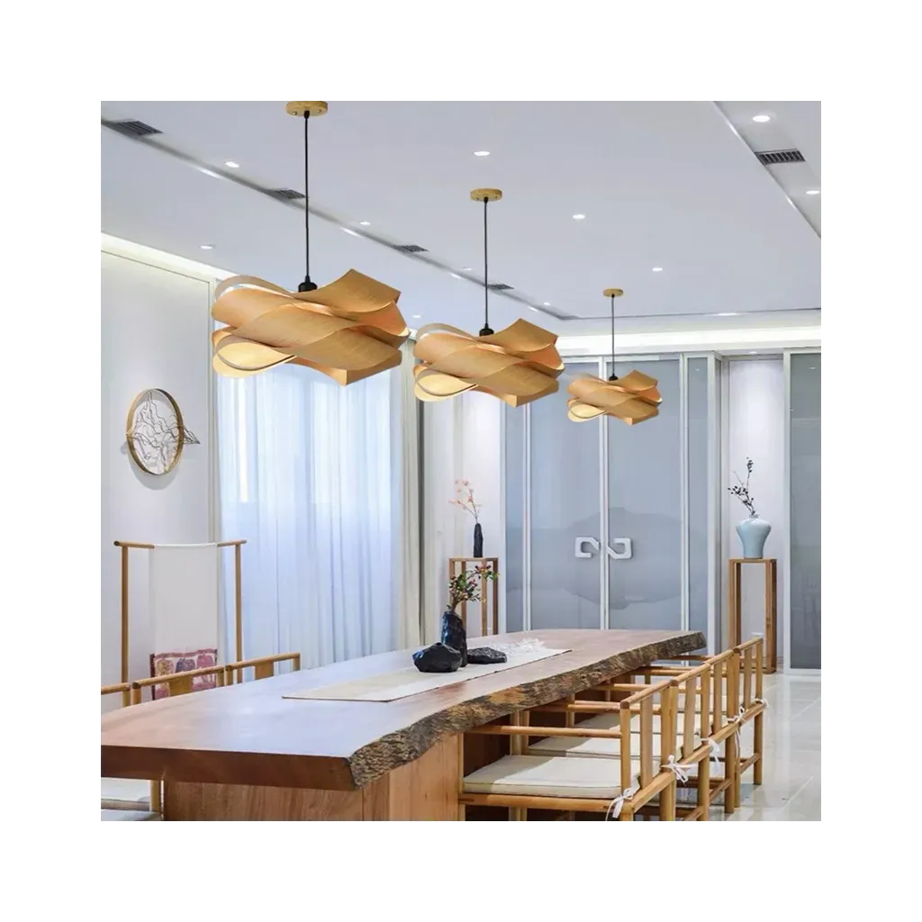 Minimalist Veneer Wood Chandelier